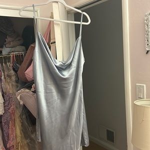 Satin light blue mini dress